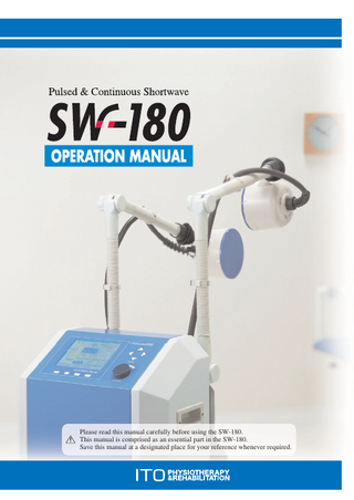 Please read this manual carefully before using the SW-180. This manual is comprised as an essential part in the SW-180. Save this manual at a designated place for your reference whenever required.  