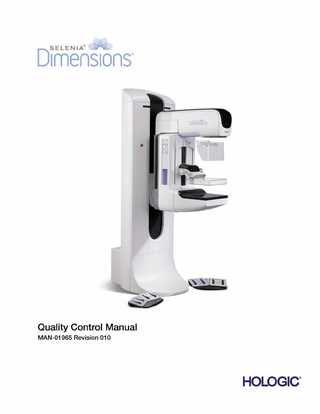 SELENIA Dimensions Quality Control Manual Rev 010 Jan 2016