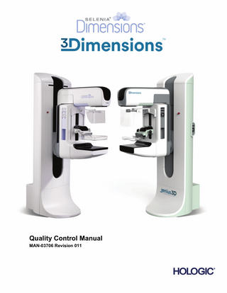 SELENIA Dimensions 3D Quality Control Manual Rev 011 Nov 2021