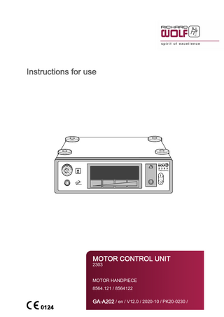 2303 Motor Control Unit Instructions for Use V12.0 Oct 2020