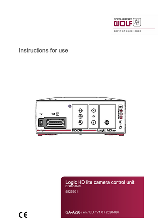 Instructions for use  Logic HD lite camera control unit ENDOCAM 5525201  GA-A293 / en / EU / V1.0 / 2020-09 /  