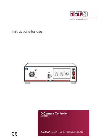 Instructions for use  D Camera Controller 5522101  GA-A345 / en / EU / V2.0 / 2020-09 / PK20-0221  