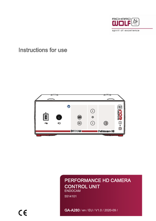 Instructions for use  PERFORMANCE HD CAMERA CONTROL UNIT ENDOCAM 5514101  GA-A280 / en / EU / V1.0 / 2020-09 /  