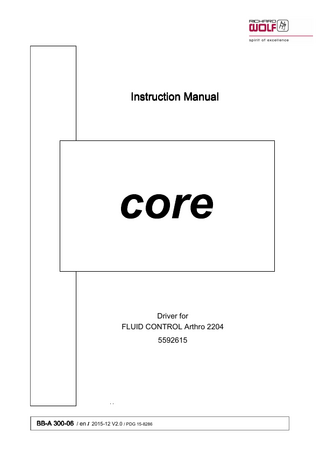 Instruction Manual  Driver for FLUID CONTROL Arthro 2204 5592615  BB-A 300-06 / en / 2015-12 V2.0 / PDG 15-8286  