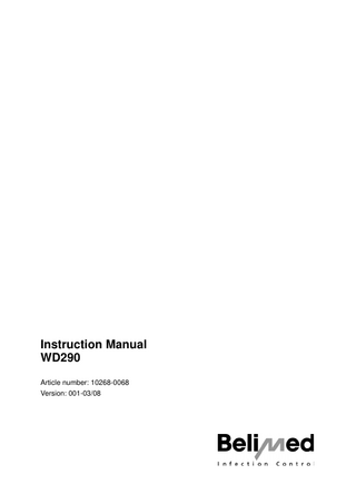 WD290 Washer-Disinfector Instruction Manual