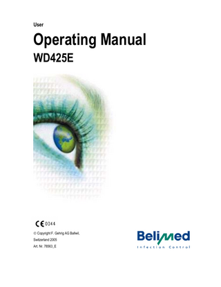 User  Operating Manual WD425E   Copyright F. Gehrig AG Ballwil, Switzerland 2005 Art. Nr. 78563_E  