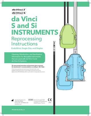 da Vinci S and Si Instruments Reprocessing Instructions 