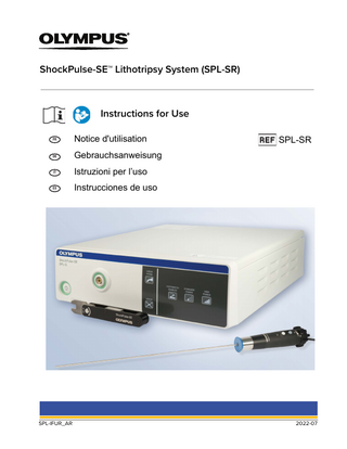 ShockPulse-SE Lithotripsy System SPL-SR Instructions for Use Rev AR
