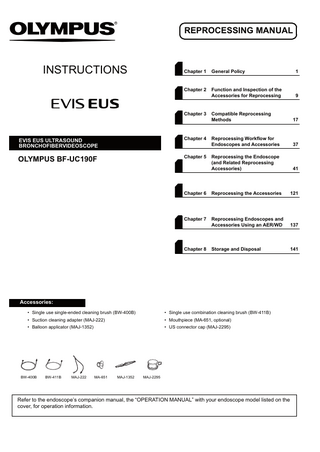 EVIS EUS ULTRASOUND BRONCHOFIBERVIDEOSCOPE Reprocessing Manual