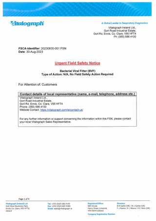 Bacterial Viral Filter Urgent Field Safety Notice 