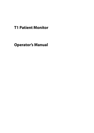 T1 Patient Monitor Operators Manual Rev 14.0