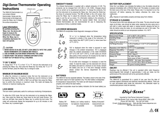 Digi-Sense Thermometer Operating Model 39643-00 Instructions