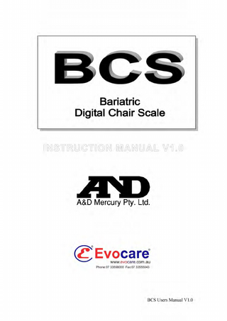 Digital Chair Scale BCS Instruction Manual V1.0