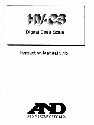 Digital Chair Scale HV-CS Instruction Manual v.1b