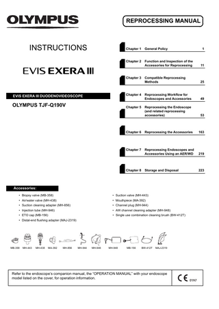 EVIS EXERA III DUODENOVIDEOSCOP TJF-Q190V Reprocessing Instructions 
