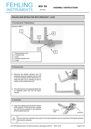 BAR RETRACTOR with Sprocket / Lock Assembly Instructions 