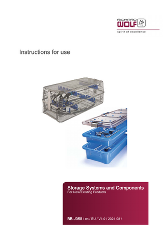 Instructions for use  Storage Systems and Components For New/Existing Products  BB-J058 / en / EU / V1.0 / 2021-08 /  