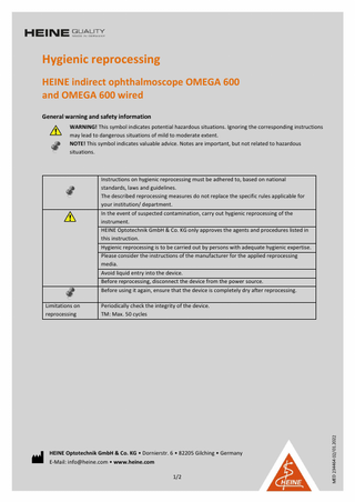 OMEGA 600 Hygienic Reprocessing Guide Rev 02