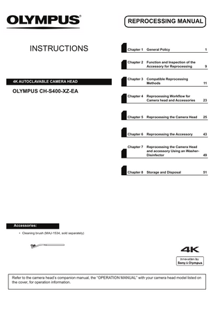 CH-S400-XZ-EA 4K Autoclavable Camera Head Reprocessing Manual