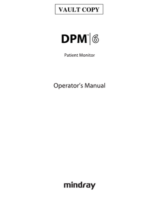DPM 6 Patient Monitor Operators Manual Rev 11.0
