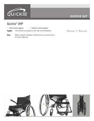 Quickie 2HP Owners Manual Rev B