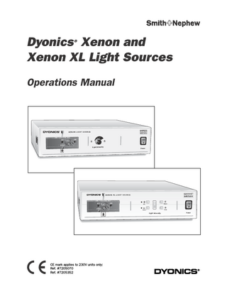 DYONICS Xenon and Xenon XL Operations Manual Rev E Aug 2001