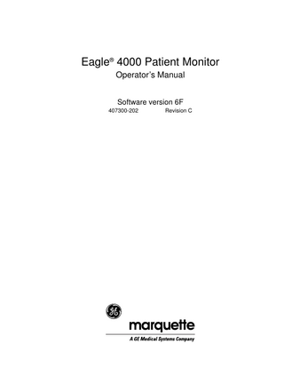 Eagle 4000 Patient Monitor Operators Manual Sw Ver 6F Rev C