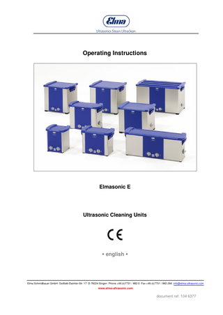 Elmasonic E Operating Instructions Ver 07