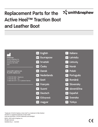 Active Heel Traction Boot and Leather Boot Replacement Parts Rev E