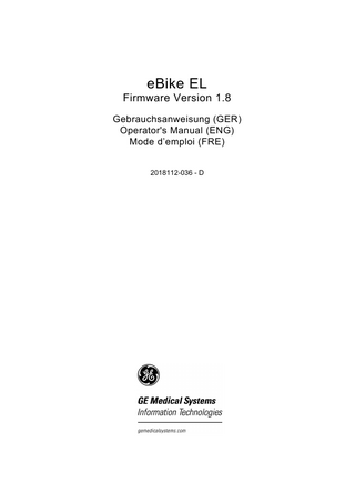 eBike EL Firmware Version 1.8 Gebrauchsanweisung (GER) Operator's Manual (ENG) Mode d’emploi (FRE) 2018112-036 - D  