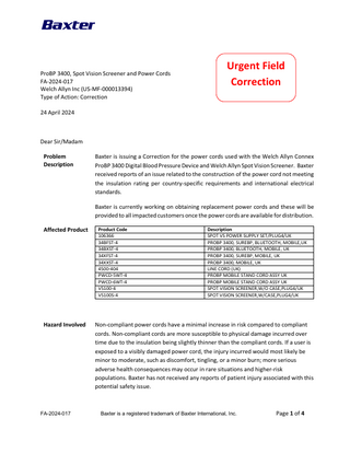 ProBP 3400 Urgent Field Correction Power Coed Issue