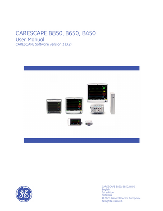 CARESCAPE B850, B650, B450 User Manual 1 st edition sw ver 3(3.2)