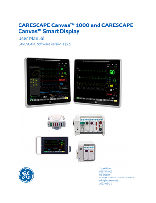CARESCAPE Canvas 1000 and Canvas Smart Display User Manual sw ver 3(3.2) 1st Edition