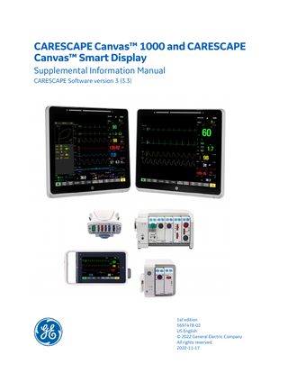 CARESCAPE Canvas 1000 and Canvas Smart Display Supplemental Information Manual sw ver 3 (3.2) 1st Edition 