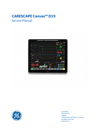 CARESCAPE Canvas D19 Service Manual 1st Edition