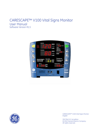 CARESCAPE V100 Vital Signs Monitor Users Manual sw ver R1.5 