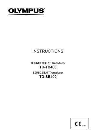 INSTRUCTIONS THUNDERBEAT Transducer  TD-TB400 SONICBEAT Transducer  TD-SB400  