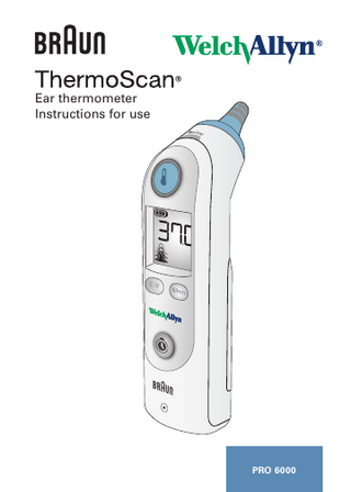 Ear thermometer Instructions for use  C/F  Mem  PRO 6000  