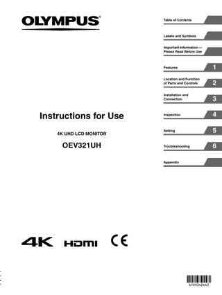 OEV321UH ULTRA HIGH DEFINITION LCD MONITOR Instructions for Use 
