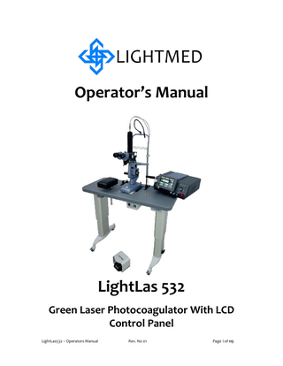 Lightlas 532 Operators Manual Release 01