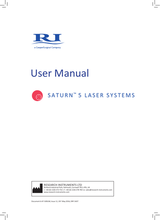 Saturn 5 Laser Systems User Manual Issue 11