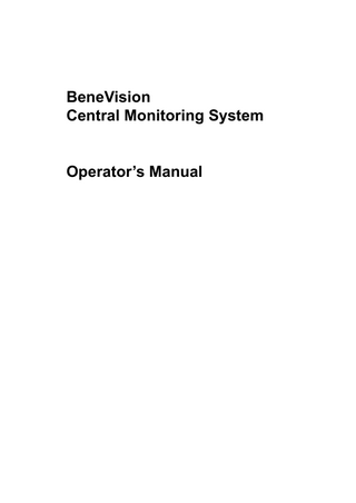 BeneVision Central Monitoring System Operator’s Manual  