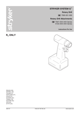 System G Rotary Drill and Attachments Instructions for Use  Rev AC