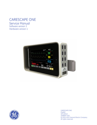 CARESCAPE ONE Service Manual sw ver 3 4th edition