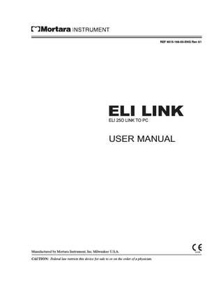 TABLE OF CONTENTS  ELI LINK OPERATION SECTION 1 Manual Purpose... 1-1 Audience... 1-1 Conventions... 1-1 System Description... 1-2 Software Installation... 1-2 Configuration... 1-7 PDF Export Folder... 1-7 ELI Export Folder... 1-7 Trace Thickness... 1-7 Hide Interpretation... 1-7 Automatic Startup... 1-8 Printing Formats... 1-8 Filter... 1-8 Gain... 1-8 Grid... 1-8 Serial Connection... 1-9 Network Connection... 1-9 Modem Connection... 1-9 Patient ID... 1-9 Paper Size... 1-9 File Name... 1-10 Log File... 1-10 ECG File... 1-11  vii  