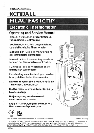Filac Fastemp Operating and Service Manual