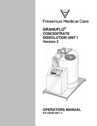 Granuflo Concentrate Dissolution Unit 2 Ver 2 Operators Manual Rev C