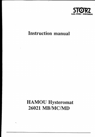 HAMOU Hysteromat 26021 MB - MC - MD Instruction Manual