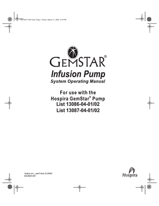 Gemstar Infusion Pump System Operating Manual March 2006