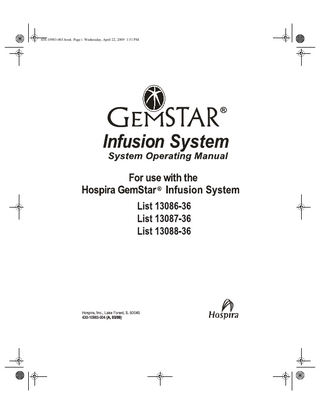 Gemstar Infusion Pump System Operating Manual Rev March 2009